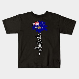 Vintage Australia Sunflower Flag Australia Lover Kids T-Shirt